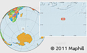 Political Location Map of the area around 57° 32' 24" S, 51° 4' 30" E
