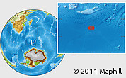 Physical Location Map of the area around 57° 32' 24" S, 51° 55' 29" E
