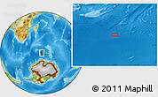 Physical Location Map of the area around 57° 32' 24" S, 54° 28' 30" E