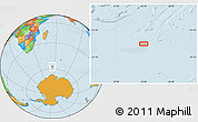 Political Location Map of the area around 57° 32' 24" S, 55° 19' 30" E