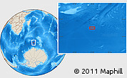 Shaded Relief Location Map of the area around 57° 32' 24" S, 55° 19' 30" E