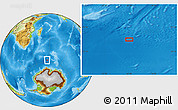 Physical Location Map of the area around 57° 32' 24" S, 56° 10' 29" E