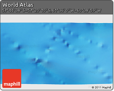 Physical 3D Map of the Area around 57° 32' 24" S, 61° 7' 30" W