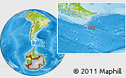 Physical Location Map of the area around 57° 32' 24" S, 66° 13' 29" W