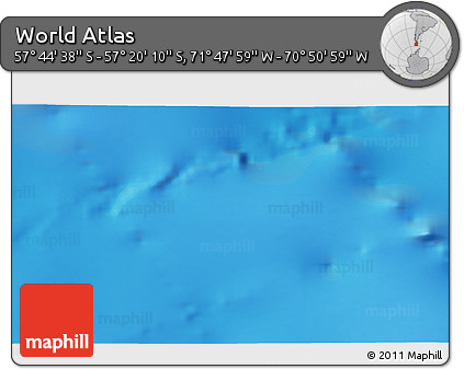 Physical 3D Map of the Area around 57° 32' 24" S, 71° 19' 29" W