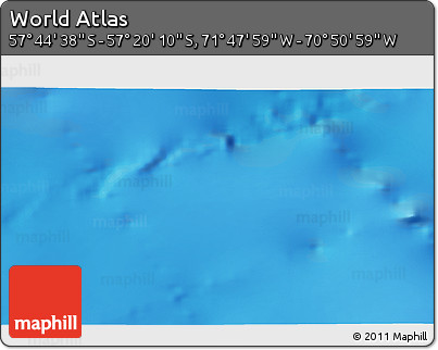 Physical 3D Map of the Area around 57° 32' 24" S, 71° 19' 29" W