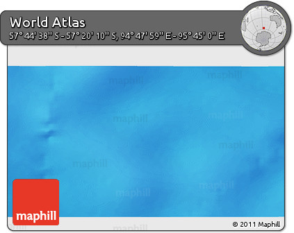 Physical 3D Map of the Area around 57° 32' 24" S, 95° 16' 30" E