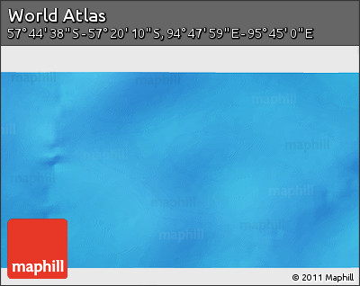 Physical 3D Map of the Area around 57° 32' 24" S, 95° 16' 30" E