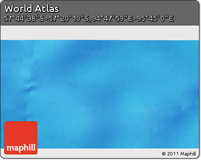 Physical 3D Map of the Area around 57° 32' 24" S, 95° 16' 30" E