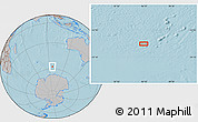 Gray Location Map of the area around 57° 32' 24" S, 96° 7' 30" E, hill shading