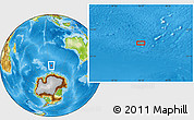 Physical Location Map of the area around 57° 32' 24" S, 96° 7' 30" E