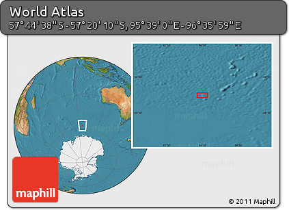 Satellite Location Map of the Area around 57° 32' 24" S, 96° 7' 30" E