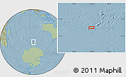 Savanna Style Location Map of the area around 57° 32' 24" S, 96° 58' 29" E, hill shading