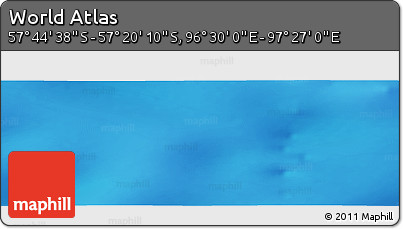 Physical Panoramic Map of the Area around 57° 32' 24" S, 96° 58' 29" E