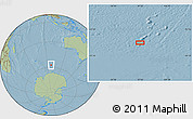 Savanna Style Location Map of the area around 57° 32' 24" S, 97° 49' 29" E, hill shading