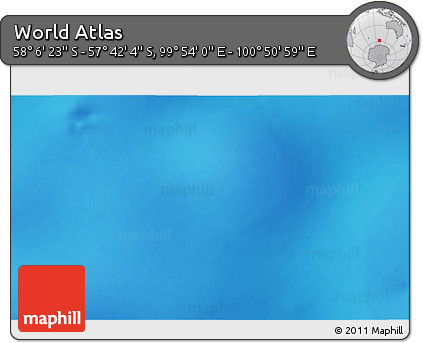 Physical 3D Map of the Area around 57° 54' 14" S, 100° 22' 30" E