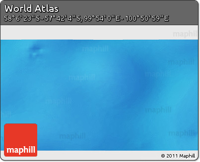Physical 3D Map of the Area around 57° 54' 14" S, 100° 22' 30" E