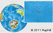 Physical Location Map of the area around 57° 54' 14" S, 100° 22' 30" E