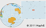Political Location Map of the area around 57° 54' 14" S, 100° 22' 30" E