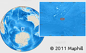 Shaded Relief Location Map of the area around 57° 54' 14" S, 100° 22' 30" E