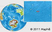 Physical Location Map of the area around 57° 54' 14" S, 101° 13' 29" E