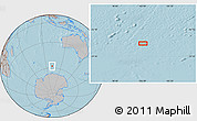 Gray Location Map of the area around 57° 54' 14" S, 102° 4' 29" E, hill shading