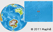 Physical Location Map of the area around 57° 54' 14" S, 108° 1' 30" E