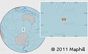 Gray Location Map of the area around 57° 54' 14" S, 119° 4' 29" E, hill shading