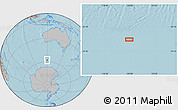 Gray Location Map of the area around 57° 54' 14" S, 119° 55' 30" E, hill shading