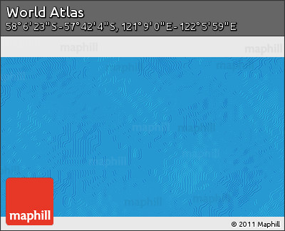 Physical 3D Map of the Area around 57° 54' 14" S, 121° 37' 30" E