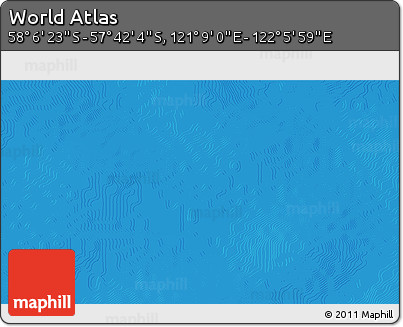 Physical 3D Map of the Area around 57° 54' 14" S, 121° 37' 30" E