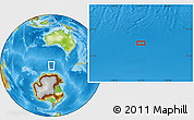 Physical Location Map of the area around 57° 54' 14" S, 121° 37' 30" E