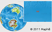 Physical Location Map of the area around 57° 54' 14" S, 122° 28' 29" E