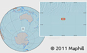 Gray Location Map of the area around 57° 54' 14" S, 124° 10' 30" E, hill shading