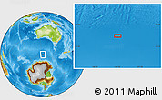 Physical Location Map of the area around 57° 54' 14" S, 124° 10' 30" E