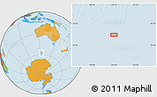 Political Location Map of the area around 57° 54' 14" S, 124° 10' 30" E