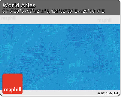 Physical 3D Map of the Area around 57° 54' 14" S, 125° 1' 30" E