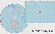 Gray Location Map of the area around 57° 54' 14" S, 125° 52' 30" E, hill shading