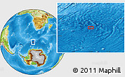 Physical Location Map of the area around 57° 54' 14" S, 12° 49' 29" E