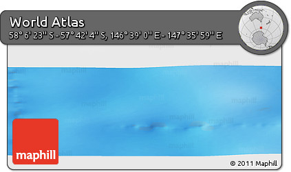 Physical Panoramic Map of the Area around 57° 54' 14" S, 147° 7' 30" E