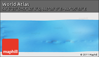 Physical Panoramic Map of the Area around 57° 54' 14" S, 147° 7' 30" E