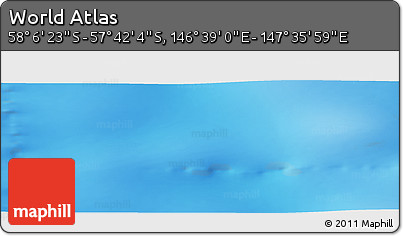 Physical Panoramic Map of the Area around 57° 54' 14" S, 147° 7' 30" E