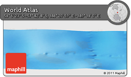 Physical Panoramic Map of the Area around 57° 54' 14" S, 148° 49' 29" E