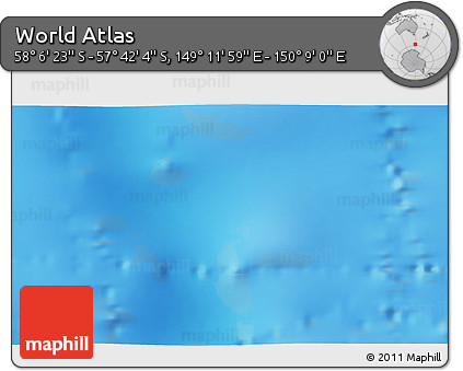 Physical 3D Map of the Area around 57° 54' 14" S, 149° 40' 30" E