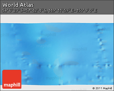 Physical 3D Map of the Area around 57° 54' 14" S, 149° 40' 30" E