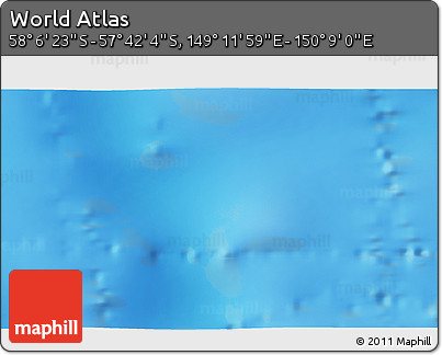Physical 3D Map of the Area around 57° 54' 14" S, 149° 40' 30" E