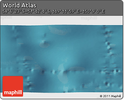 Satellite 3D Map of the Area around 57° 54' 14" S, 149° 40' 30" E