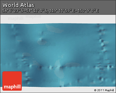 Satellite 3D Map of the Area around 57° 54' 14" S, 149° 40' 30" E