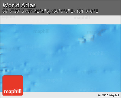 Physical 3D Map of the Area around 57° 54' 14" S, 150° 31' 30" E