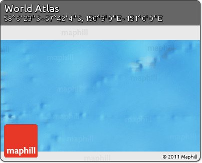 Physical 3D Map of the Area around 57° 54' 14" S, 150° 31' 30" E